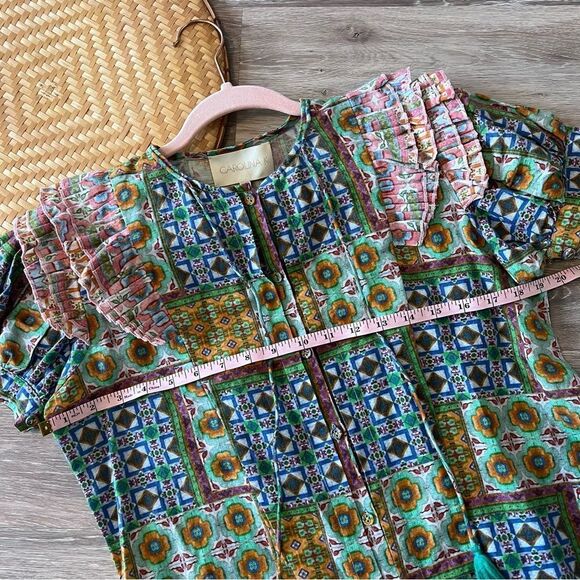 Carolina K bella ruffled blouse hemp cotton blend women’s size XS - Picture 6 of 8